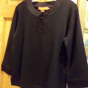 SHANGHAI TANG - Mandarin Neckline -Black ~100% Wool ~  Size: Large (Slim fit)